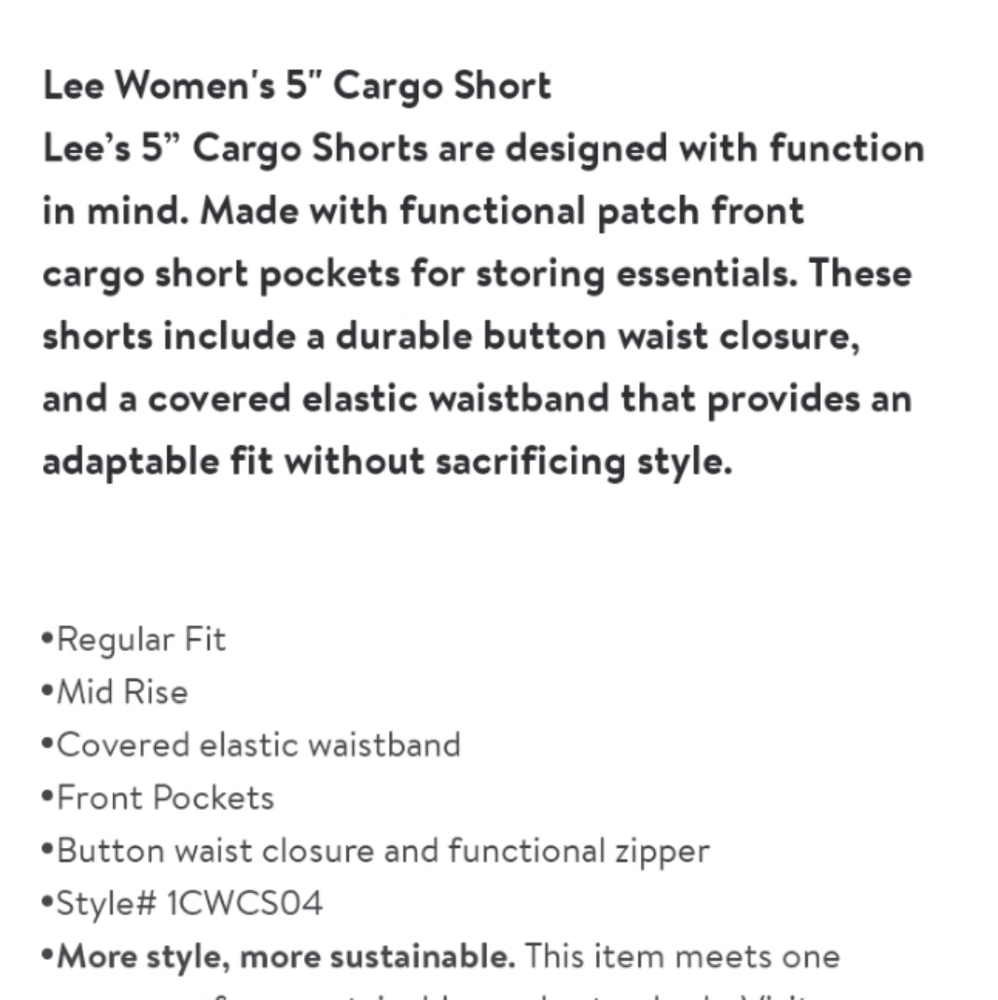 NWT Woman's Lee 5" Cargo Shorts - Picture 5 of 5